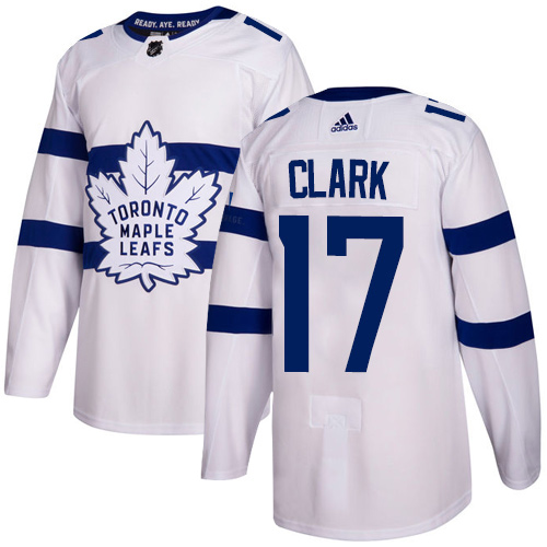 Adidas Maple Leafs #17 Wendel Clark White Authentic 2018 Stadium Series Stitched NHL Jersey - Click Image to Close